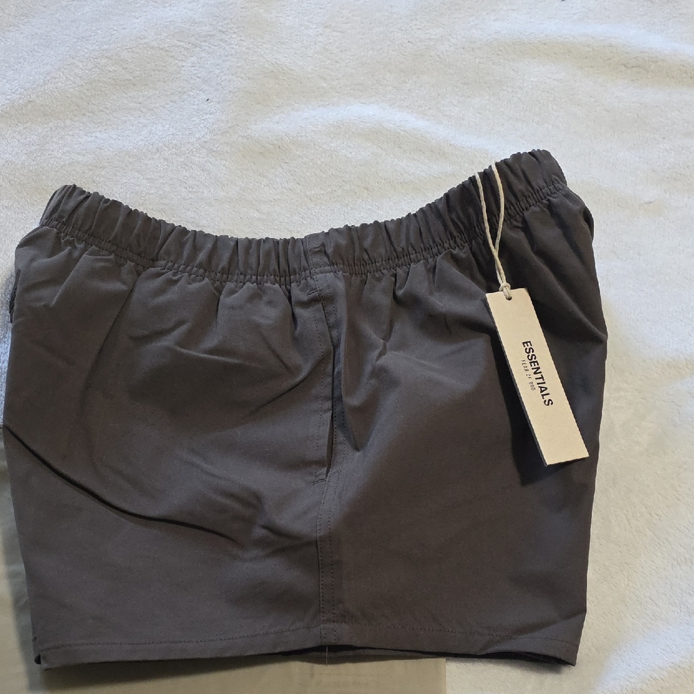 Essentials Fear Of God Womens Off Black Athletic Running Shorts - Picture 3 of 5